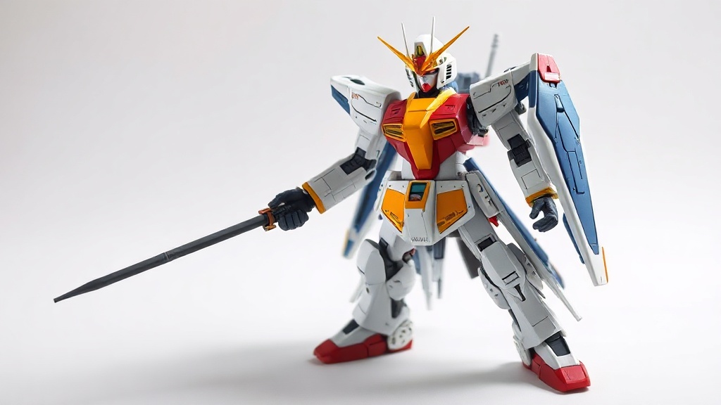 Ein fertig gebautes Gunpla-Modell mit Panel Lining und Top Coat