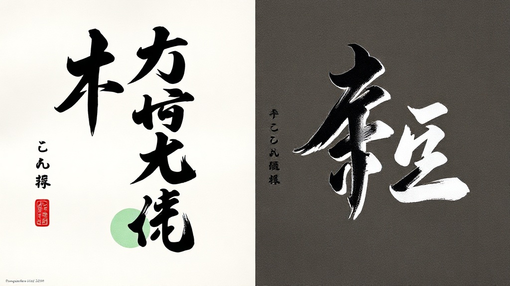 Vergleich der drei Kalligrafie-Stile Kaisho, Gyosho und Sosho